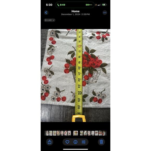 Vintage MCM Parisian Prints Linen Tea Kitchen Towels Apples Cherries Kitchen - Picture 7 of 9